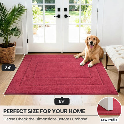PURRUGS Dirt Trapping Door Mat 32" x 47", Non-Slip/Skid Machine Washable Entryway Rug, Dog Doormat, Super Absorbent Welcome Mat for Muddy Wet Shoes and Paws, Grayish Brown