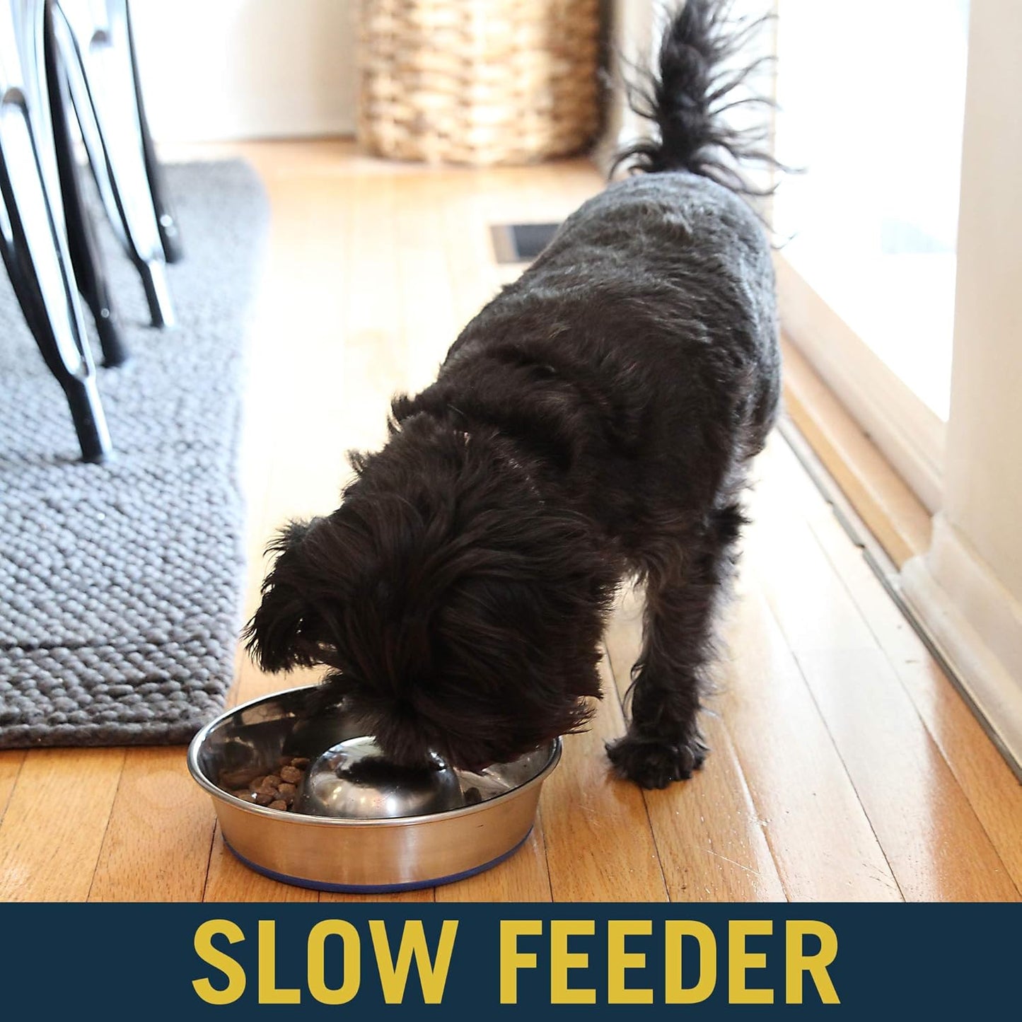 OurPet's DuraPet Slow Feed Premium Stainless Steel Dog Bowl, Silver (2040010301)