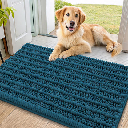 Smiry Dog Door Mat for Muddy Paws 30x20, Extra Soft Absorbent Chenille Doormat, Trap Moisture and Dirt, Non-Slip Machine Washable Front Door Mat for Indoor Entrance Inside Floor, Grey