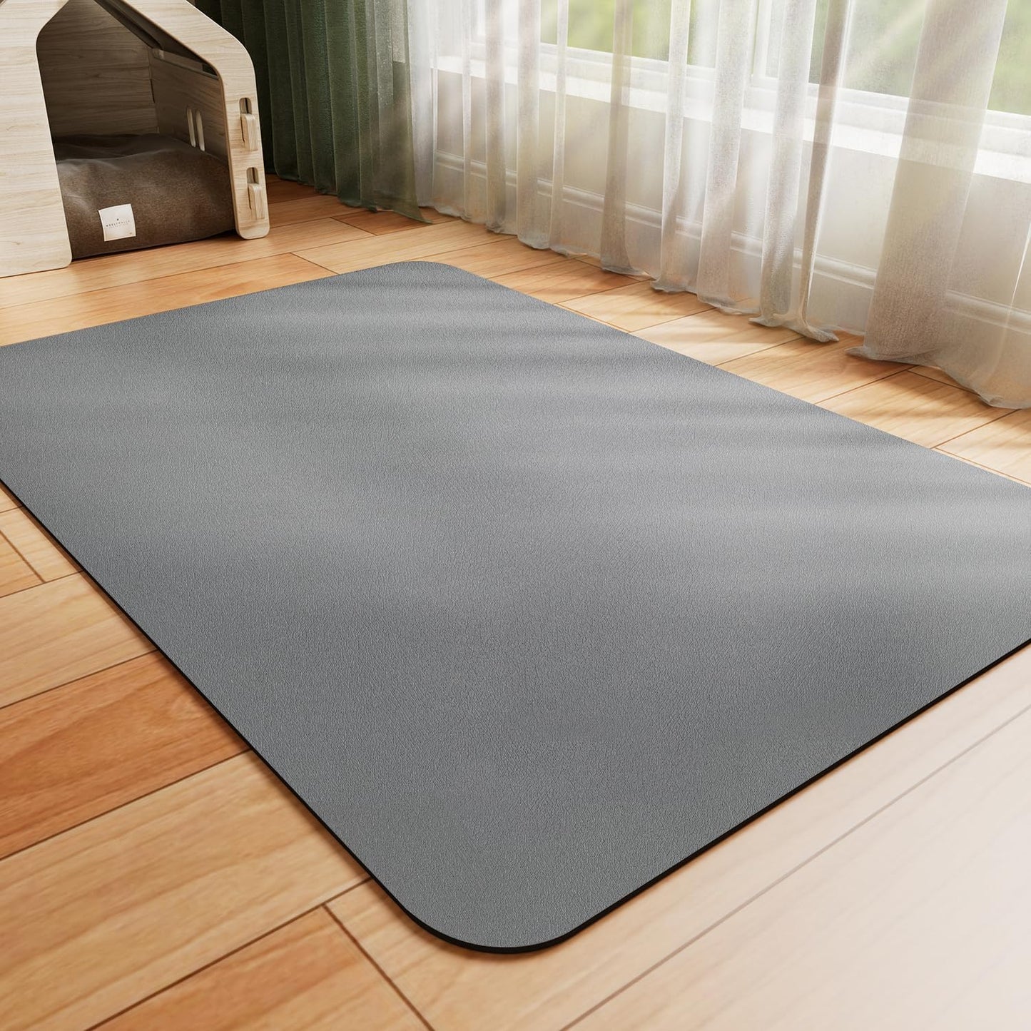 HotLive Dog Food Mat - Absorbent Cat Mat for Food and Water, No Stains Pet Feeding Bowl Mat, Easy to Clean Pet Placemats, Quick Dry Dog Water Dispenser Mat for Messy Drinkers | Paw Dark Grey 12"x 19"