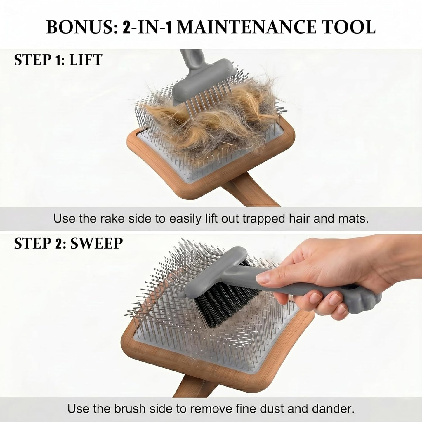 WPQAEM Dog Slicker Brush Set for Detangling & Shedding, Deep Grooming Kit for Thick, Curly & Double Coats (Goldendoodle, German Shepherd), Includes Metal Comb, Cleaning Tool & Bath Brush