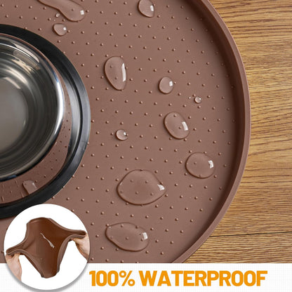 Hubulk 100% Waterproof Silicone Pet Feeding Mat with Raised Edge for Food and Water, Dog Bowl Mats, Cat Bowls Placemat with High Lip Protects Floor for Cats and Dogs (Gray, 19" L x 12" W)