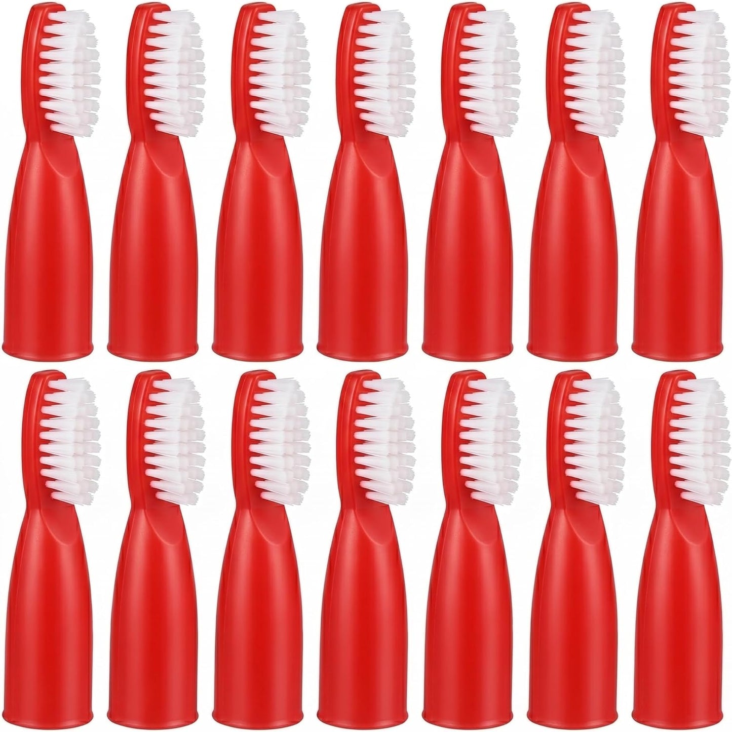 Baluue 20pcs Red Finger Toothbrush for Prisons and Mental Institutions, Short Handle Mini Oral Cleaning Brush with Soft Bristles, Portable Oral Care Tool
