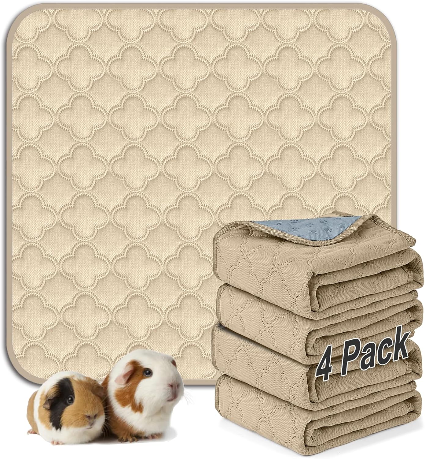FunFurry Washable Pee Pads for Dogs - 4 Pack Reusable Pee Pads，Waterproof Puppy Pads，Pet Training Pads，Super Absorbent with Dog Paw Shape Non-Slip Backing (Cream, 18" X 24" - 4 Pack)