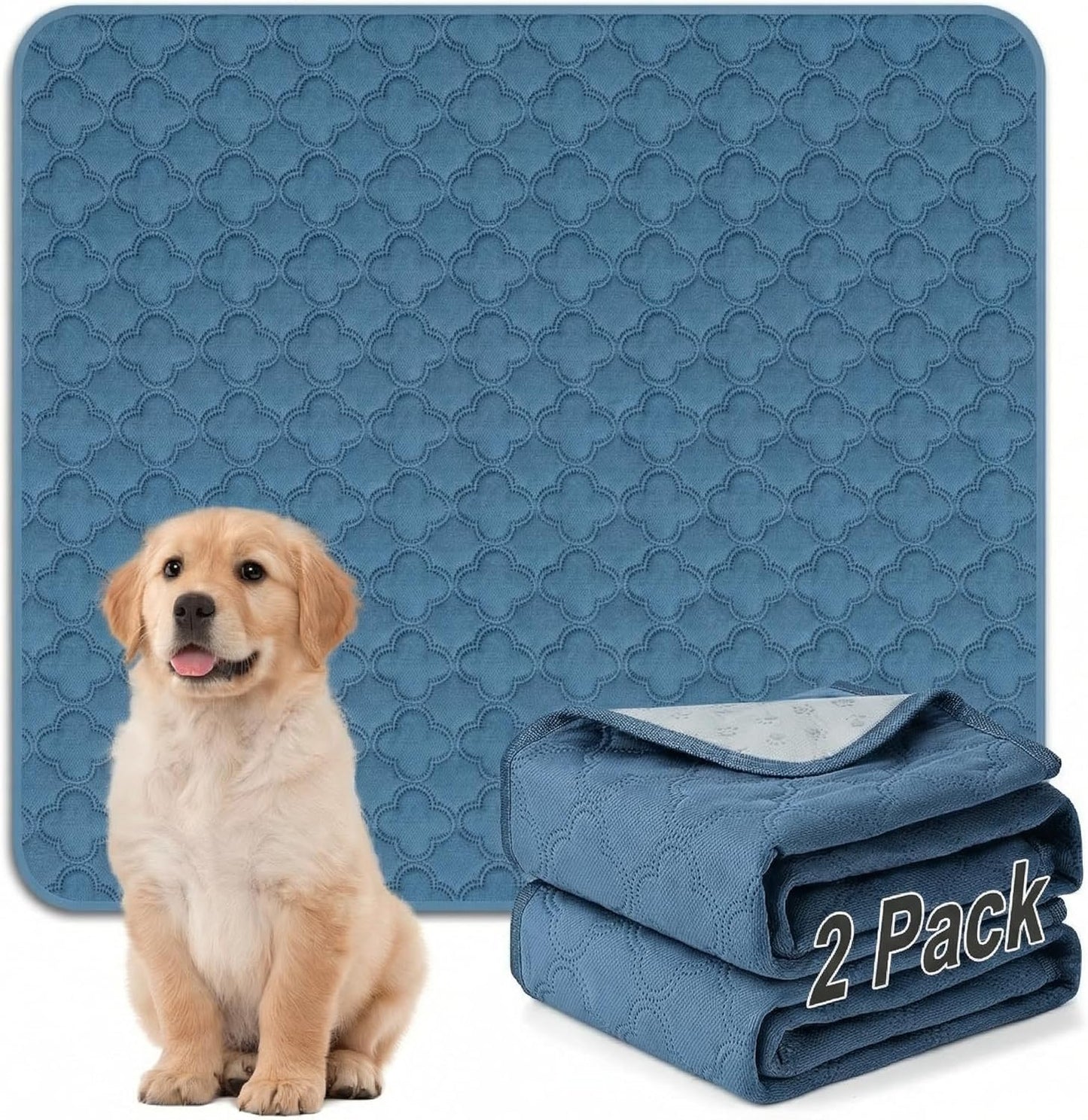 FunFurry Washable Pee Pads for Dogs - 4 Pack Reusable Pee Pads，Waterproof Puppy Pads，Pet Training Pads，Super Absorbent with Dog Paw Shape Non-Slip Backing (Cream, 18" X 24" - 4 Pack)