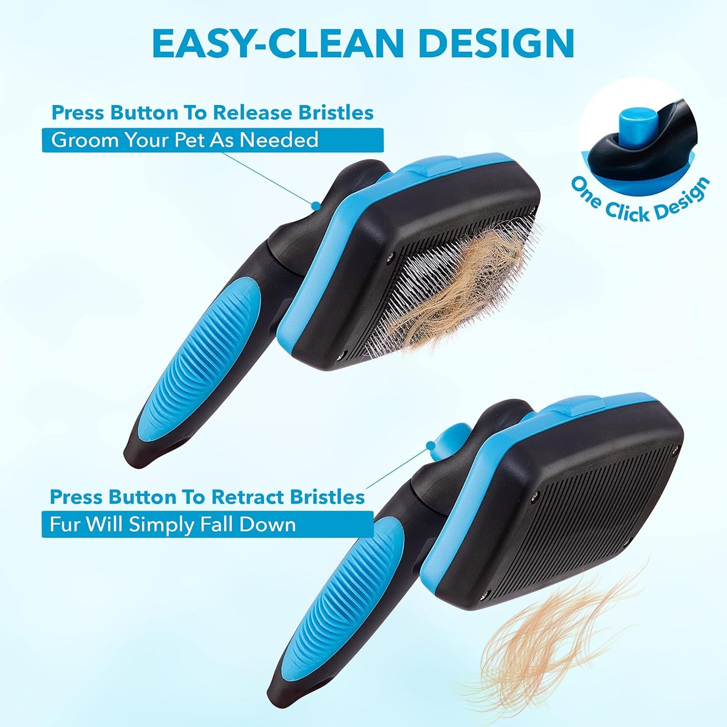 BOSHEL Slicker Brush for Dogs, Cats & Pets - Self Cleaning Grooming Brush for Long & Short Hair, Doodles, Poodles, Large & Small Breeds
