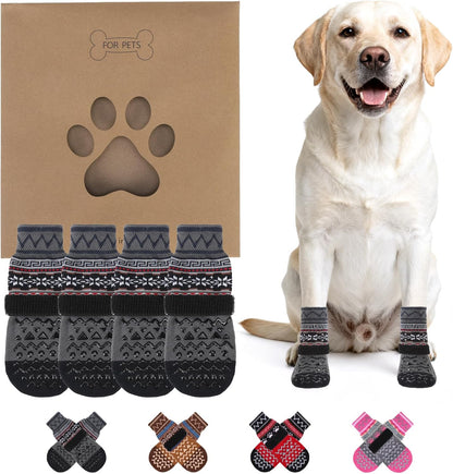 KOOLTAIL Dog Socks Shoes for Hot Pavement to Prevent Licking Paws, Winter Dog Boots&Paw Protector for Hardwood Floors Anti Slip,Traction Control Grip Booties for Small Medium Large Senior Dogs,Black M