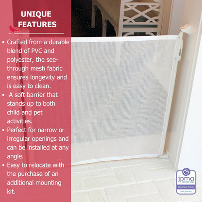 Cardinal Gates RETG Retractable Baby Gate - Mesh Retractable Dog Gate - Extends Up to 55 Inches Wide - 36 Inches Tall - Black