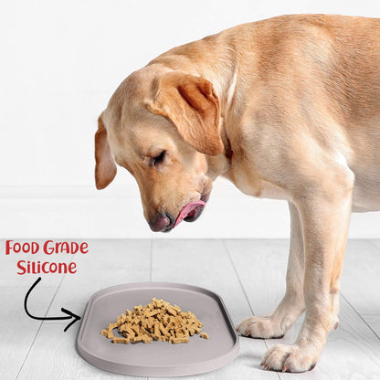 DogBuddy Dog Food Mat - Waterproof Dog Bowl Mat, Silicone Pet Mat for Food and Water Bowls, Nonslip Pet Feeding Mat with Edges, Dogs Food Mats for Floors, Puppy Supplies (Small, White Sand)