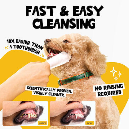 Dog Teeth Cleaning Wipes 60 Packs - Dental Wipes to Reduce Plaque & Tartar for Dogs & Cats - Mint Pet Dental Wipes for Oral Freshness - Dog Tooth Brushing Kit Dental Wipes