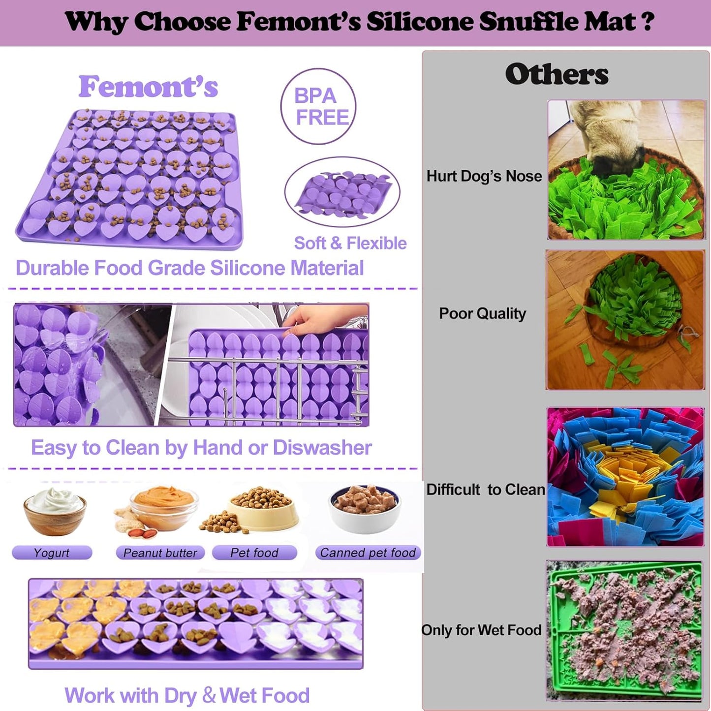 Small Silicone Snuffle Mat for Small Dogs Puppy Cat Slow Down Eating,Slow Feeder Lick Mat for Dry Wet Food for Pet Training Smell,Encourages Natural Foraging Skill,Relieving Stress