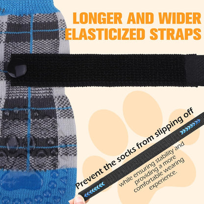 EXPAWLORER Dog Socks for Hardwood Floors, Dog Booties for Winter, Dog Boots & Paw Protectors Pavement to Prevent Licking, Anti Slip Dogs Shoes for Small Medium Large Senior Dogs,Khaki L