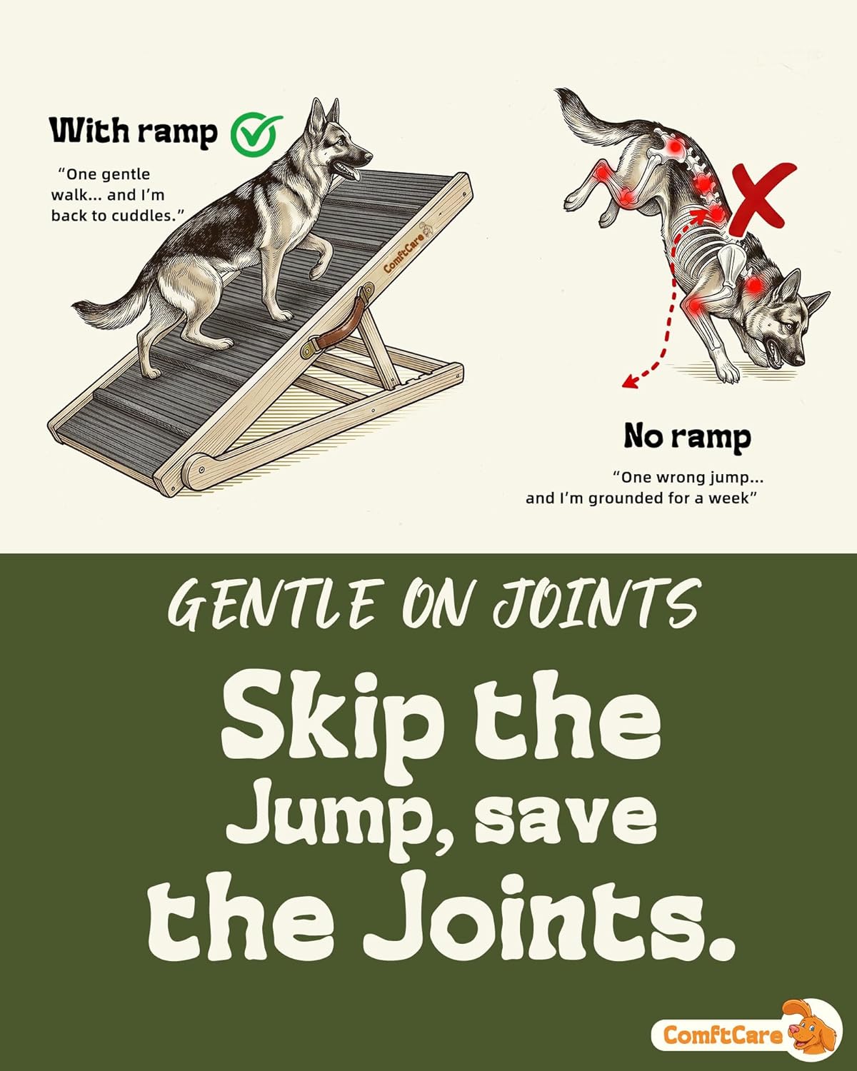 Adjustable Dog Ramp for Small Dogs, Foldable Pet Ramp for Bed & Couch, Non-Slip Indoor Ramp, Portable, Joint-Friendly Design, Supports up to 35 lbs
