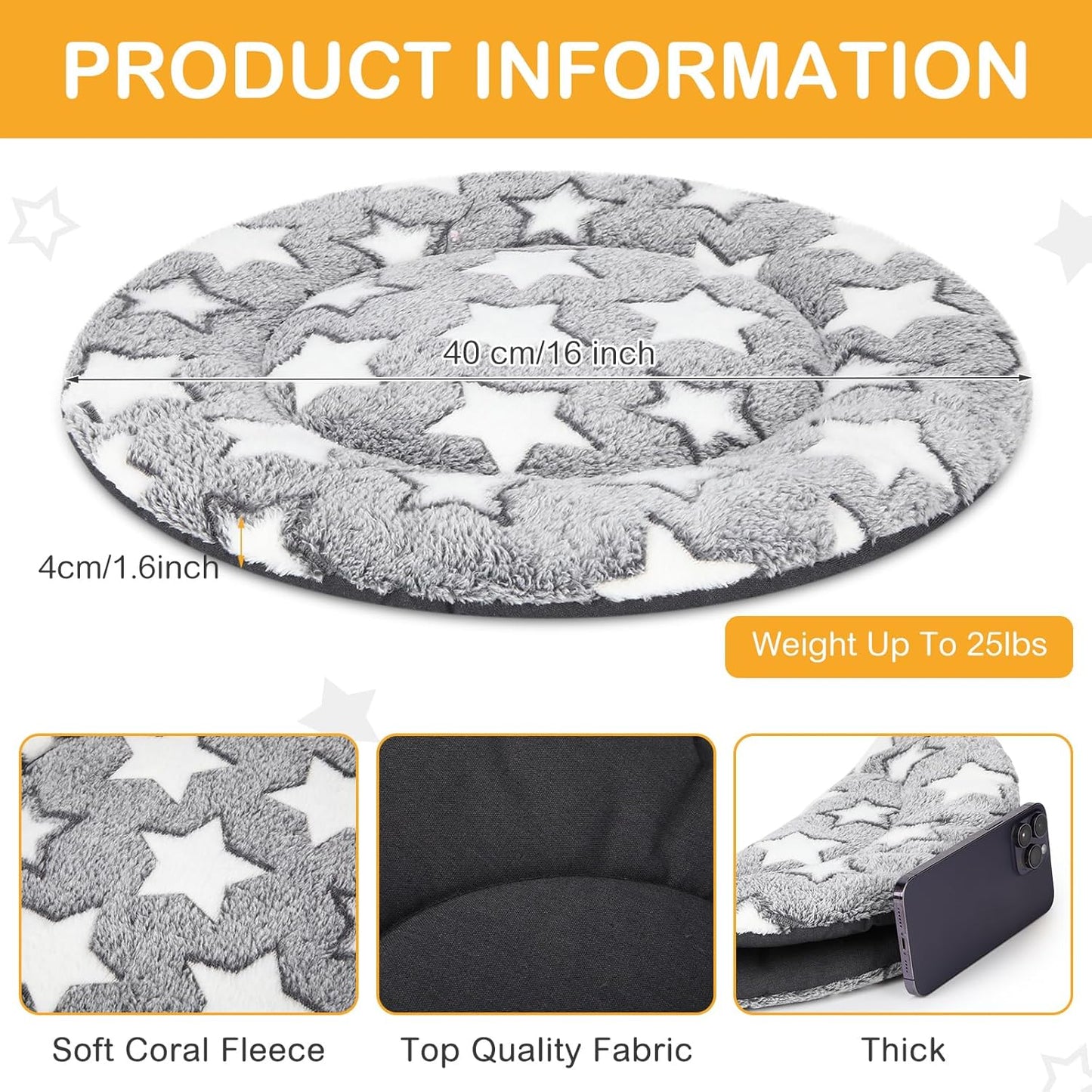 VitalCozy 4 Pcs Dog Crate Pads, Ultra Soft Warm Washable Anti-Slip Kennel Bed Mat for Pets, Reversible, Replaceable, Cage Liner for Small Medium Large Dogs and Cats (18 x 24 x 1.6 Inch,Star,Gray)