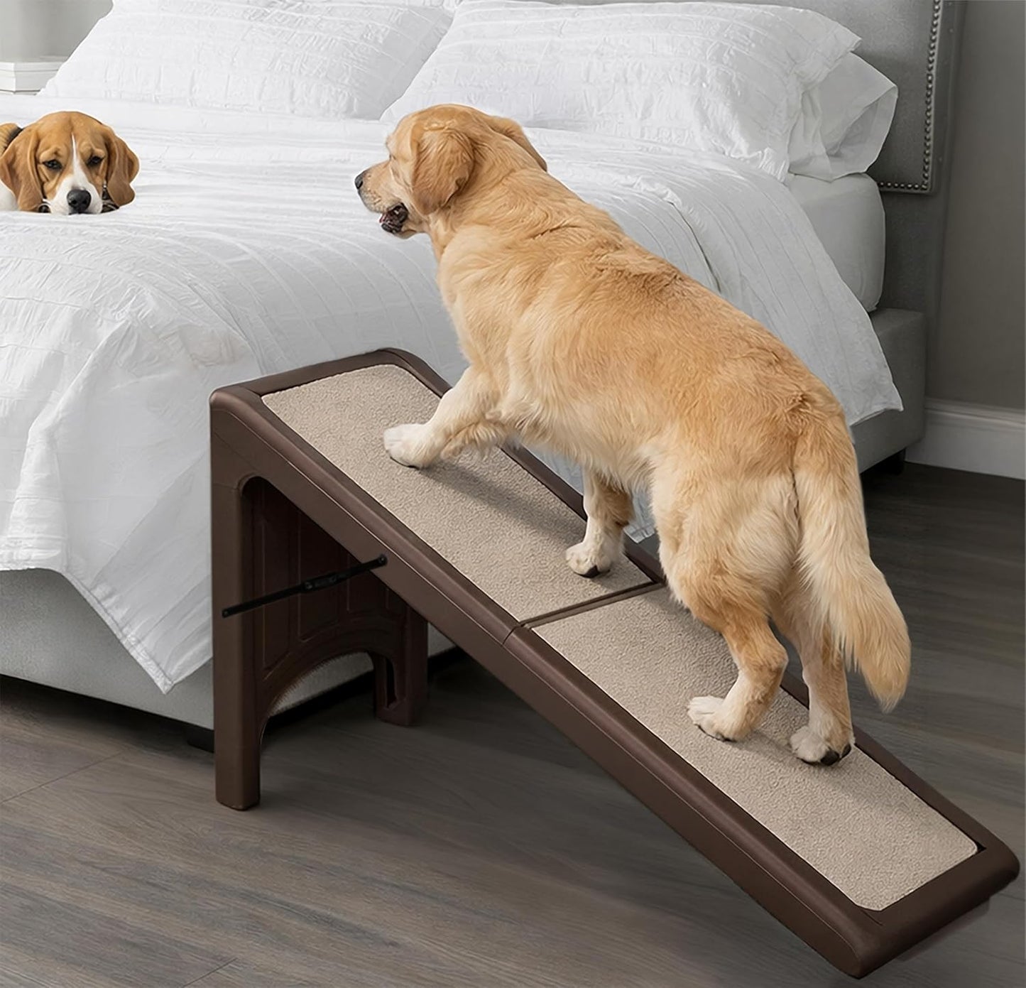 Pet Gear Free Standing Pet Ramp for Cats and Dogs, No Assembly Required, Easy Fold for Storage or Travel, Portable, Holds Up to 100lbs, Wheat