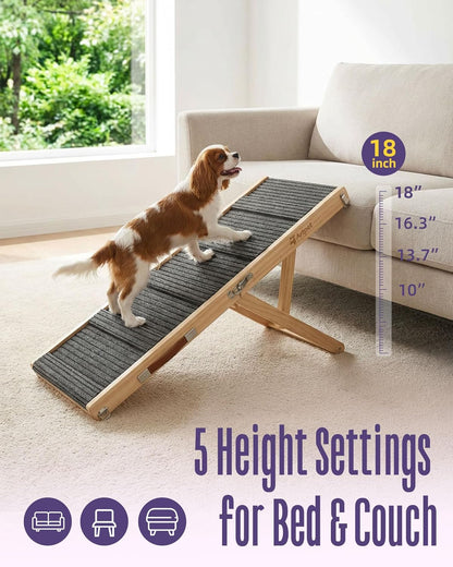 Dog Ramp for Small Dogs for Couch & Bed, Dachshund Joint Care Ramp,Foldable, Anti-Slip, Portable, Height Adjustable, Supports Up to 35 lbs
