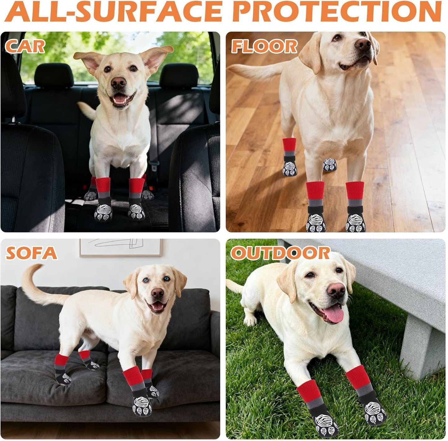 EXPAWLORER Anti Slip Dog Socks to Prevent Licking Paws, Dog Shoes for Hot Pavement Walk, Dog Booties for Hardwood Floors, Dog Boots & Paw Protectors with Grippers for Small Medium Large Senior Dogs M