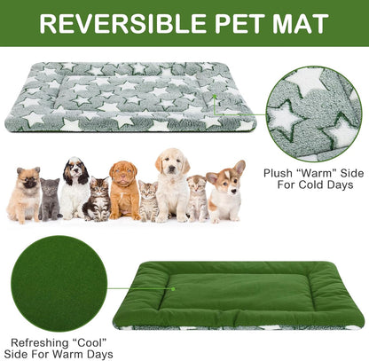 VitalCozy 4 Pcs Dog Crate Pads, Ultra Soft Warm Washable Anti-Slip Kennel Bed Mat for Pets, Reversible, Replaceable, Cage Liner for Small Medium Large Dogs and Cats (18 x 24 x 1.6 Inch,Star,Gray)