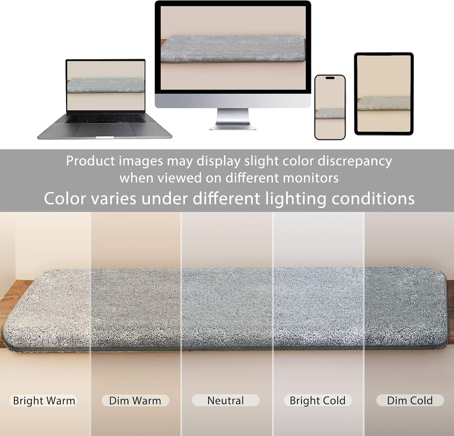PURE ERA Carpet Stair Treads Ultra Plush 9.5" X 30"Soft Bullnose Indoor Stair Protectors Pet-Friendly Non-Slip Skid Resistant Tape Free Washable Reusable(14 Pieces, Cream Gray)