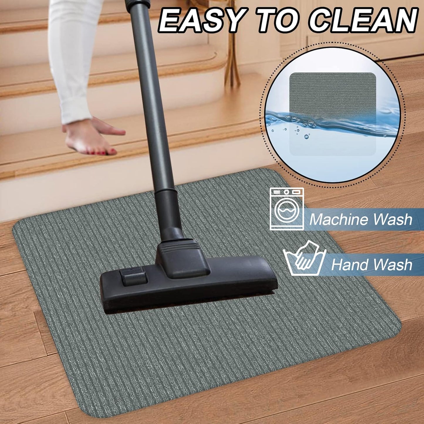 Stair Treads for Wooden Steps Carpet, Non-Slip Stair Runner Indoor Outdoor Stair Tread Mats Covers Pads, 19" x 31"Matching Landing Step Runner for Elders, Kids and Dogs (19" x 31", Black)