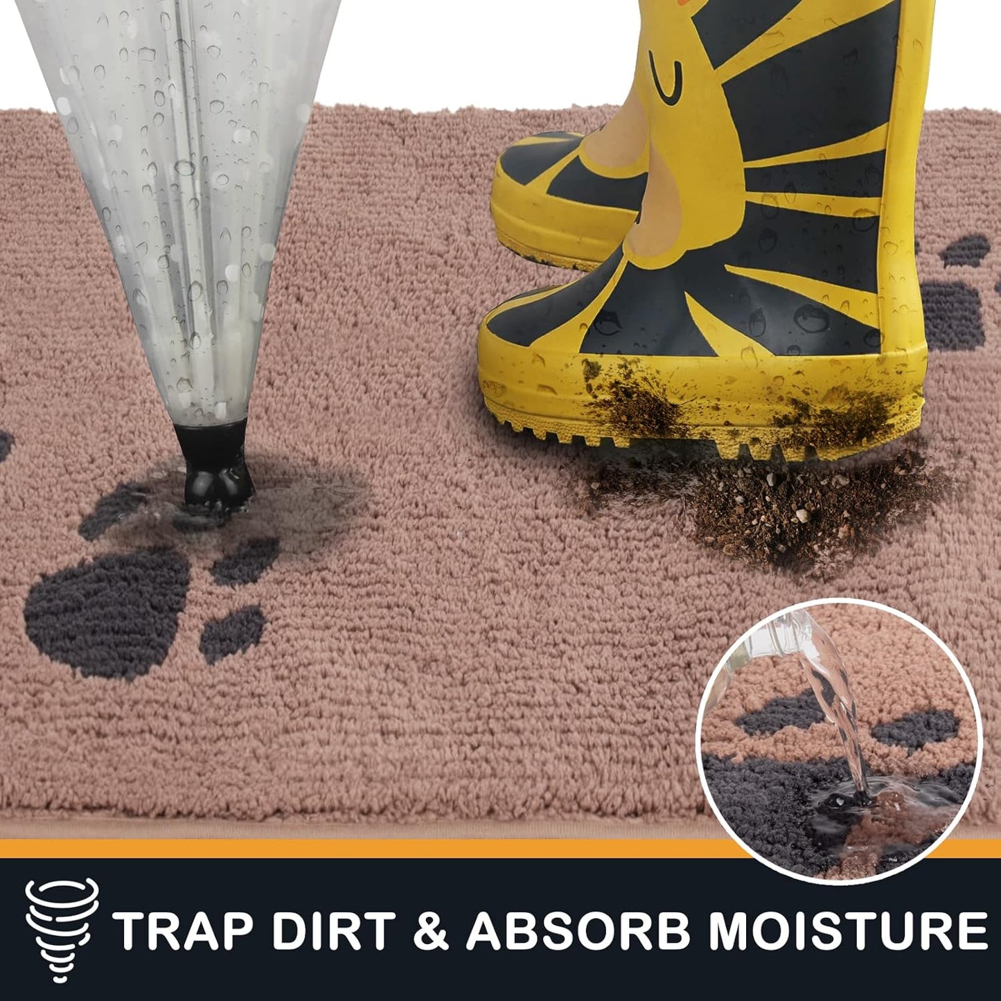 PURRUGS Dirt Trapping Door Mat 20" x 31.5", Non-Skid/Slip Machine Washable Microfiber Entrance Rug, Shoes Scraper, Dog Doormat, Super Absorbent Floor Mat for Muddy Wet Shoes and Paws, Grey