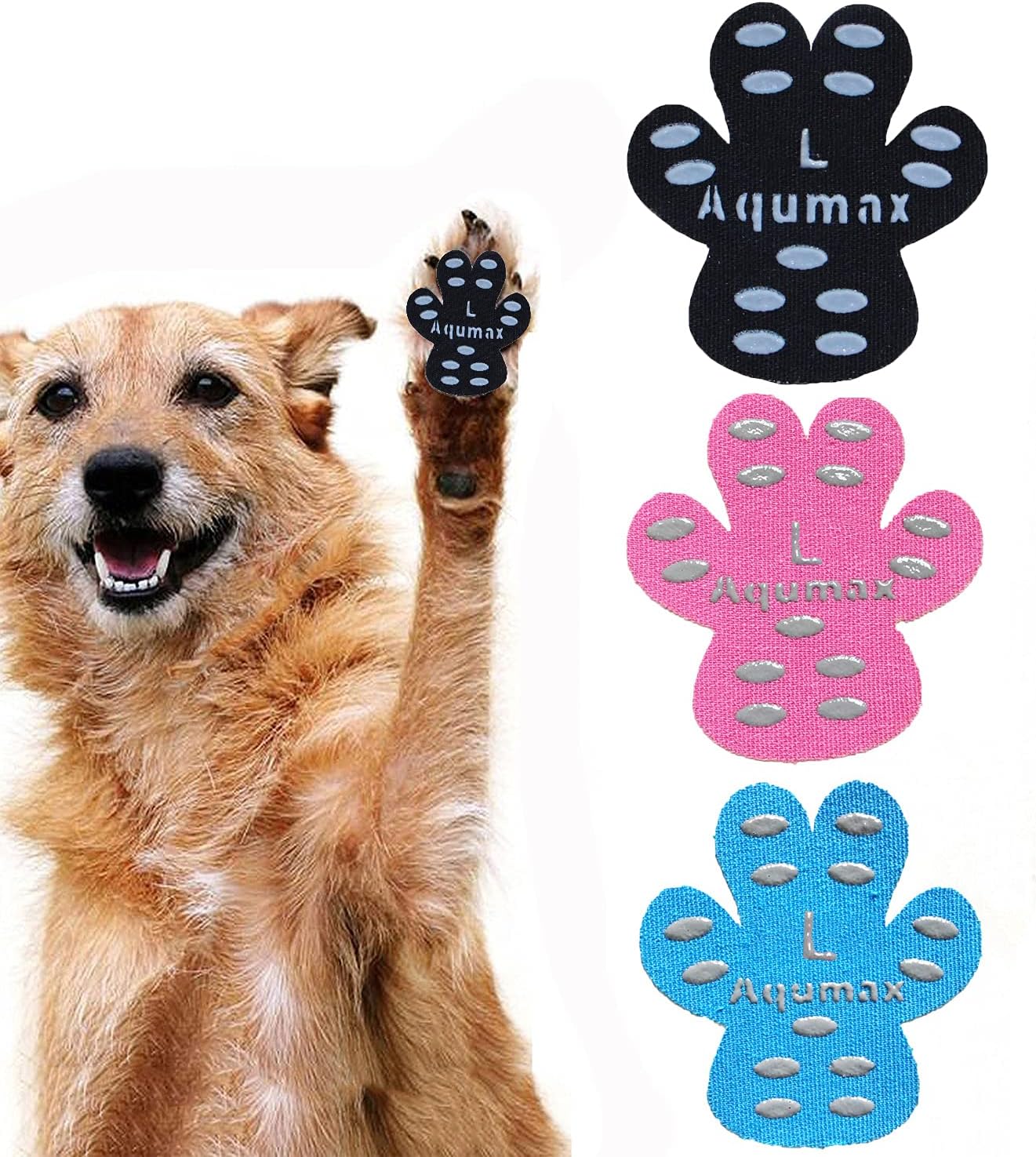 Dog Paw Protector Gripper Traction Pads,Dog Paw Covers,Foot Stickers in Summer Hot/Winter Cold Pavement,Dog Shoes Booties Socks Replacement,12 Sets (48 pcs) XXL Black