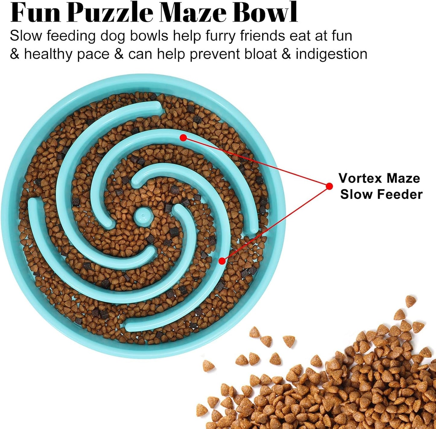 Slow Feeder Maze Puzzle Bowl - Large Dog Non Slip Interactive Food Dishes - Bloat Stop, Choking Prevention - Pink