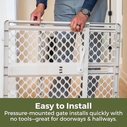 Toddleroo by North States - Renew 100% Recycled Plastic Baby Gate for Doorway; Sturdy for Indoor & Outdoor Use: Pressure Mounted, No Drill Gate; Made in USA; 26" to 42" Wide, 26" Tall; Pure White