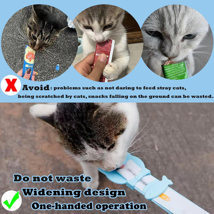 Pet Can Opener & 3 Pcs Cat Food Can Lids | Universal BPA Free Silicone Covers & Multi-Function Wet Food Spoon for Cat and Dog Food(Dark Blue)
