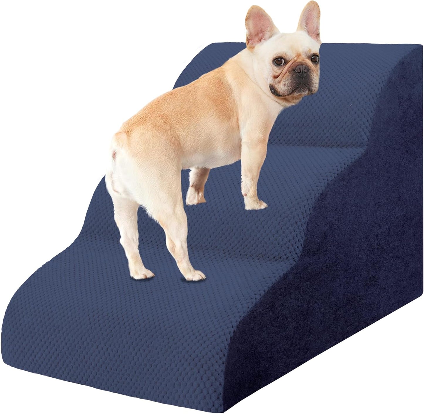 Dog Stairs for Small Dogs, 3 Tiers High Density Foam Dog Ramp, Extra Wide Non-Slip Pet Steps for High Beds Or Couch, Soft Foam Doggie Ladder for Dogs Injured, Older Pets, Small Cats
