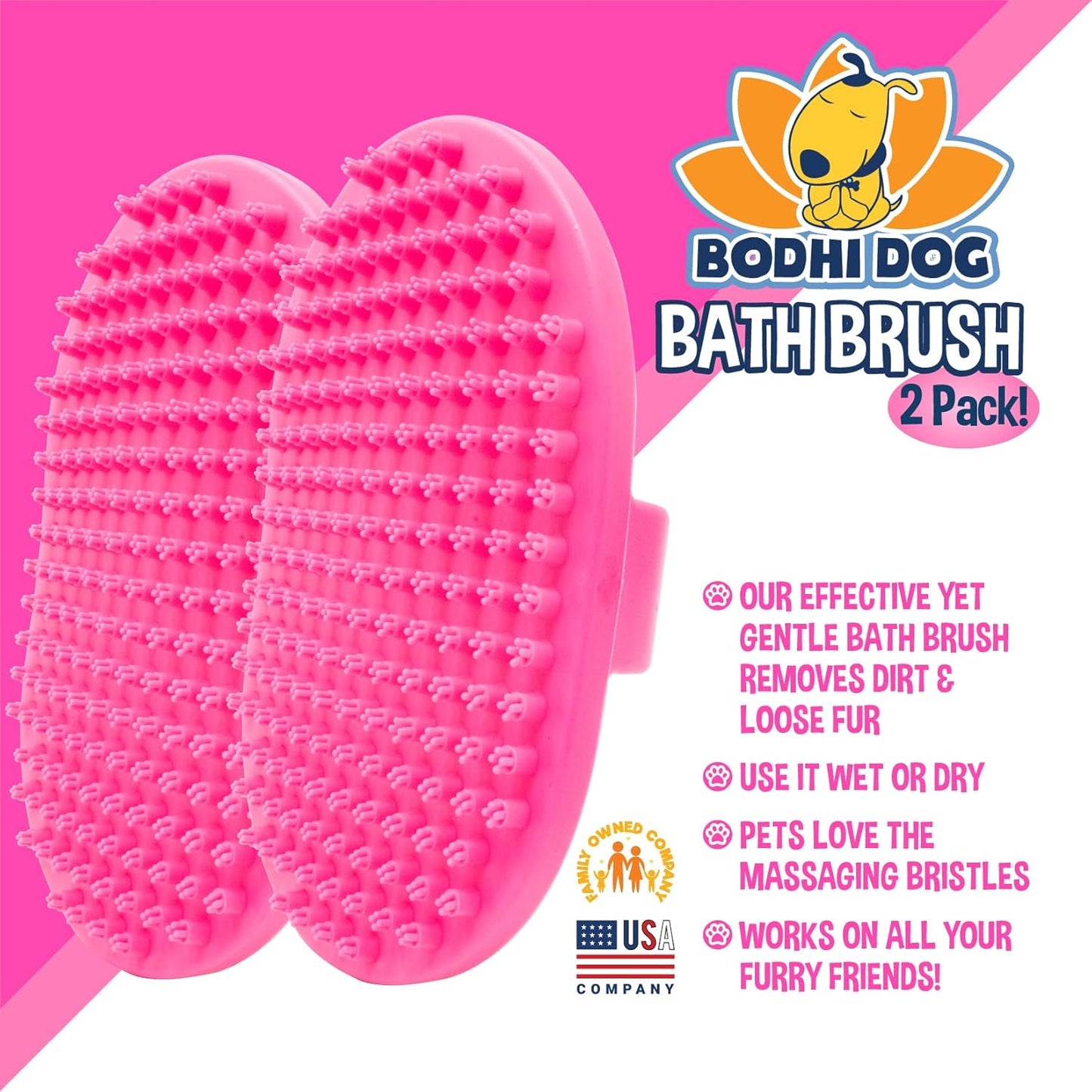 Bodhi Dog Shampoo Brush - Pet Grooming & Bath Supplies for Dogs and Cats - Bath Brush for Long & Short Hair - Premium Scrubber for Shower, Bathing & Massage (One Pack, Blue)