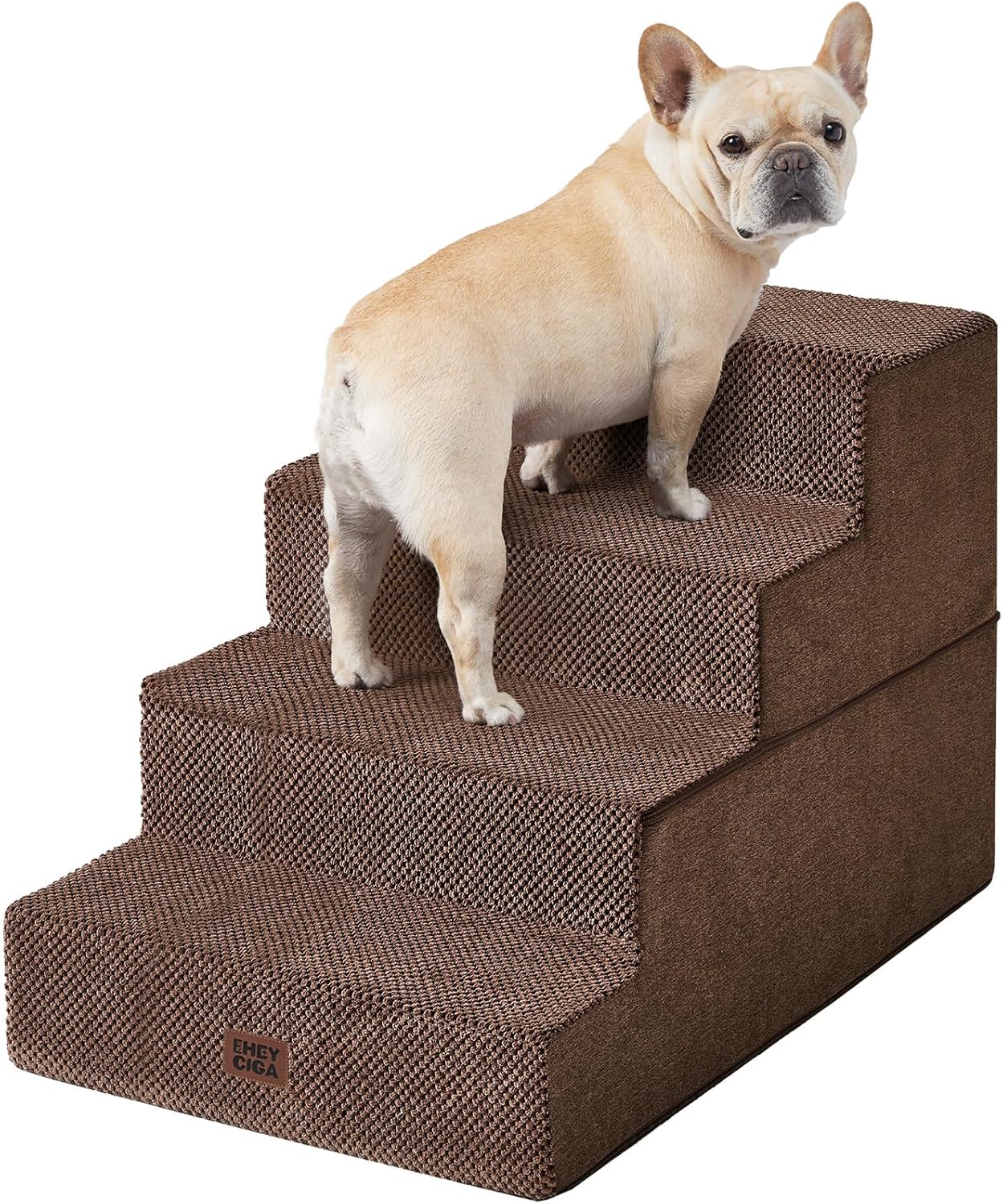 EHEYCIGA Dog Stairs for High Bed 22.5" H, 5-Step Dog Steps for Bed, Pet Steps for Small Dogs and Cats, Non-Slip Balanced Pet Ramp Indoor, Grey