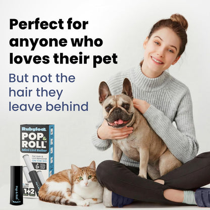 Mini Lint Roller for Pet Hair Extra Sticky (3 Pack + 4 Refill Rolls) - Travel Size Pet Hair Roller with Retractable Cover - Cat & Dog Fur Remover for Clothes