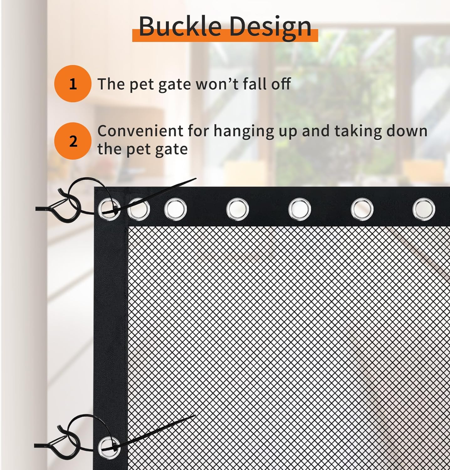 NWK Magic Dog Gate for Stairs Pet Gate for The House Providing a Safe Enclosure for Pets to Play and Rest, 6 Hooks Design (30'' X 43'')