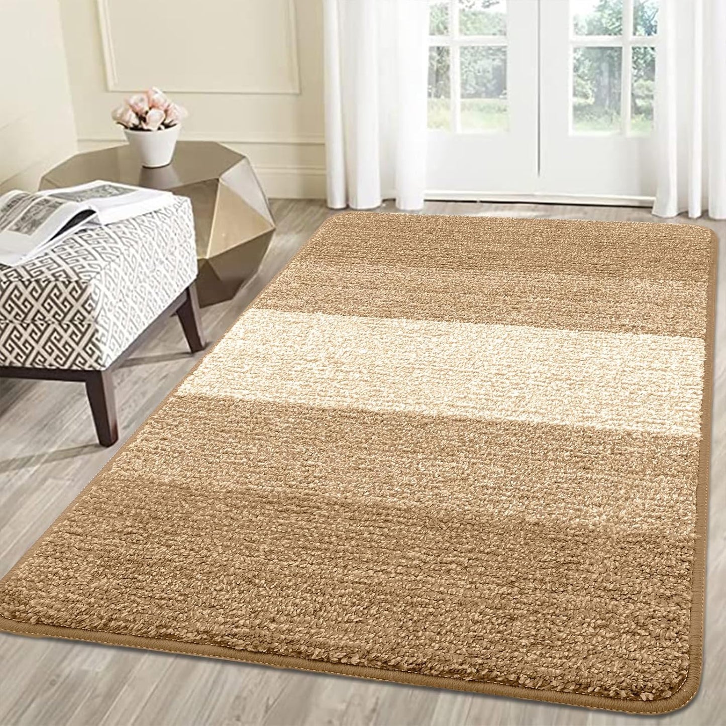 Smiry Dog Door Mat for Muddy Paws, Absorbs Moisture and Dirt, Low-Profile Entryway Mat with Non-Slip Backing, Entry Indoor Outdoor Doormat for Inside Floor (30x20 Inches, Grey, Striped)