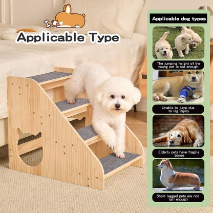 Dog Stairs for Small Medium Large Dogs 14.17" H Load Capacity 150lbs Solid Wood Non-Slip Sturdy Pet Steps for Bed & Couch 3 Step 15.75 * 16.93 * 14.17"