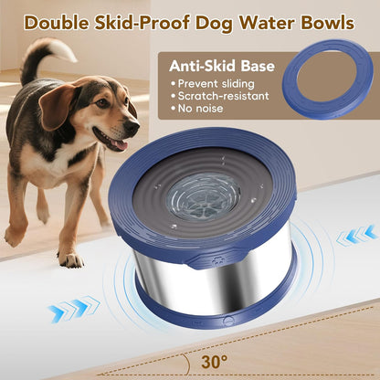UPSKY Dog Water Bowl No Spill 10L Stainless Steel, 2.6 Gallon Large Capacity Spill-Proof Dog Bowls, Non-Slip Slow Drinking Anti-Splash Bowl for Large Messy Drinkers, No Mess Indoor/Outdoor Use, Gray