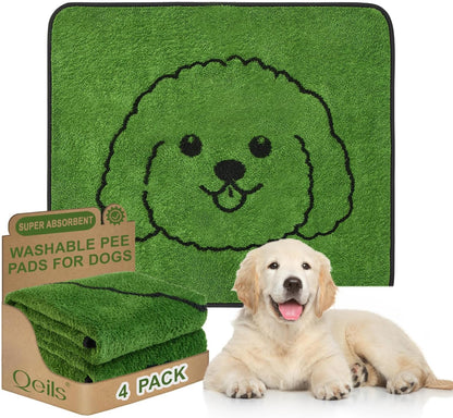 Qeils Reusable Puppy Pads, Washable Pee Pads for Dogs 2 Pack Durable Absorbent Leakproof Dog Training Pads for Home or Travel, Non-Slip Wee Wee Pads Potty Pads 18"x24"