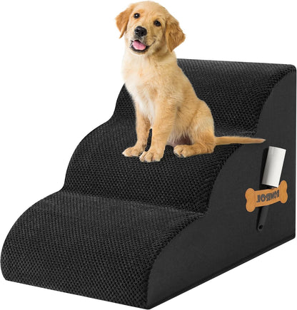 Romrol Dog Stairs Ramp for High Beds Couches, High Density Foam Pet Steps with Durable Non-Slip Waterproof Fabric Cover, Dog Stairs for Small Dogs or Cats or Pets, 5-Step, 22 Inch, Grey
