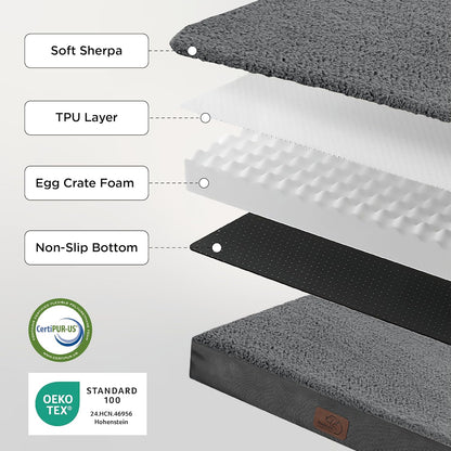 Bedsure Dog Beds Large Sized Dog - Comfy Flat Pet Beds with Removable Washable Cover, Orthopedic Egg Crate Foam Puppy Mat, Suitable for Pet Up to 65 lbs