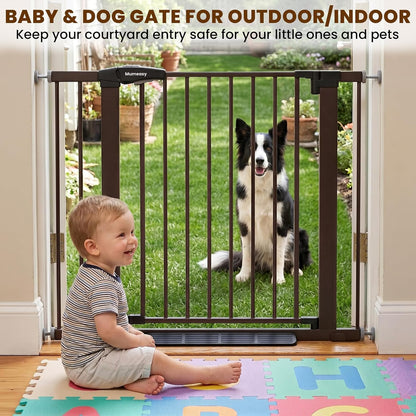 Baby Gate for Stairs, 29.7-40.6" Auto Close Dog Gate Indoor for Doorways, Dual-Lock Design, Adjustable Pet Gate No Drilling with Walk Thru Door for Hallways, Stroller Friendly, Black