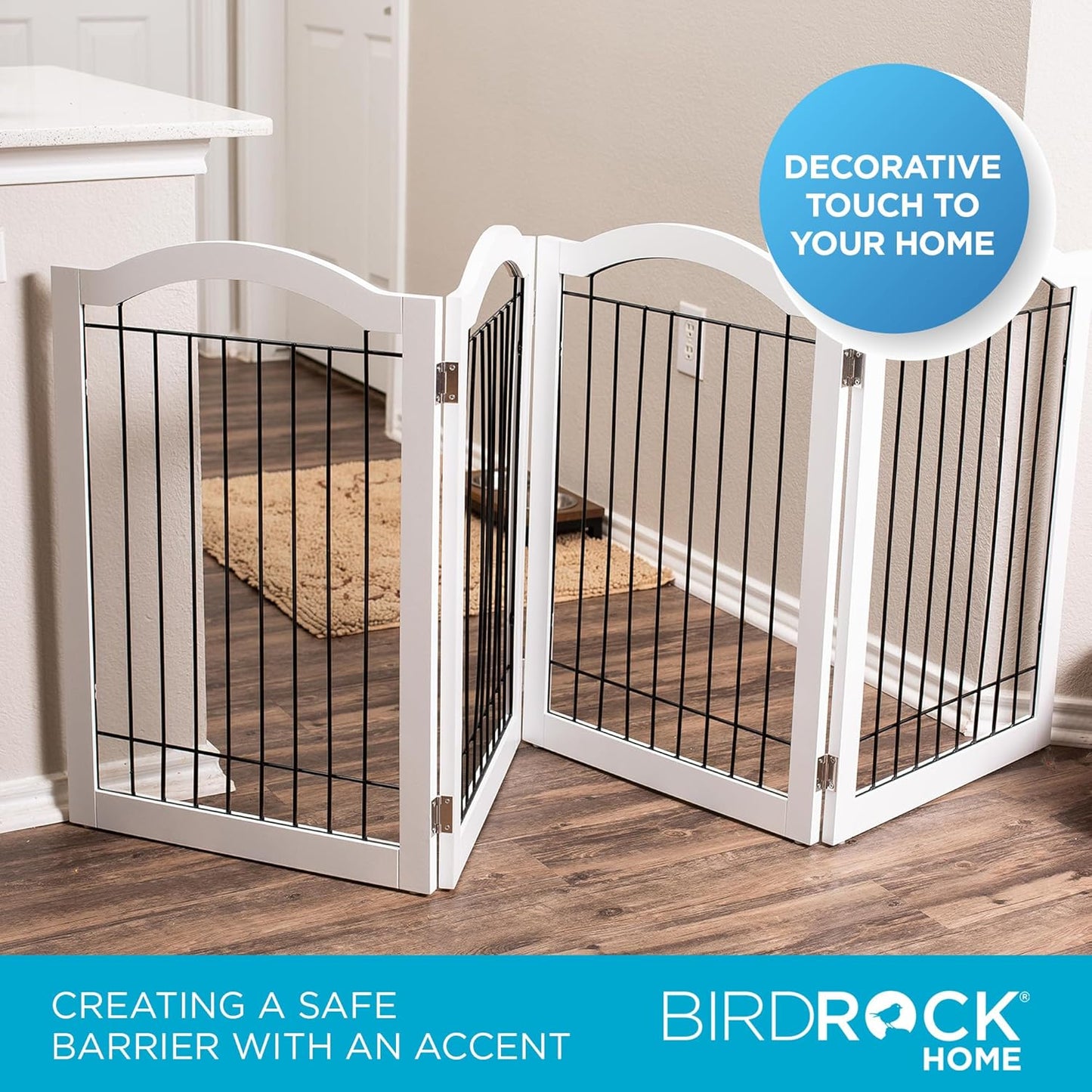 Internet's Best Wire Dog Gate with Arched Top - 4 Panel - 30" Tall - White
