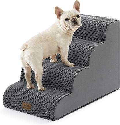 COZY KISS Extra Wide Dog Stairs with Tunnel, Foam Detachable Large Dog Step for Small Pet, Puppy or Cats, Medium Pet Ramp for High Bed, Couch, Sofa or Car, 19.7x33x22.4 inch, 5 Step, Beige