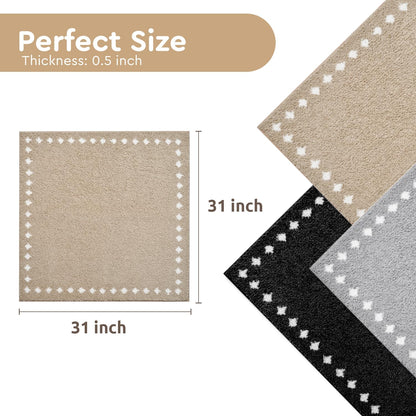 tchdio Stair Treads Landing Mat Non Slip, Soft Stair Treads for Wooden Steps Indoor, Stair Carpet Treads Reusable Adhesive for Kids Elders and Pets, Washable Stair Rugs Stair Runner 31"x31" Beige