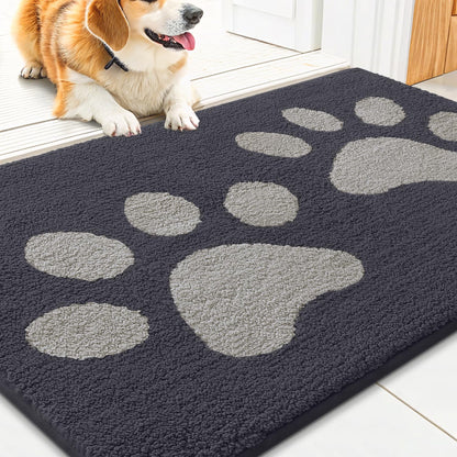 Smiry Dog Door Mat for Muddy Paws, Absorbs Moisture and Dirt, Low-Profile Entryway Mat with Non-Slip Backing, Entry Indoor Outdoor Doormat for Inside Floor (30x20 Inches, Grey, Striped)