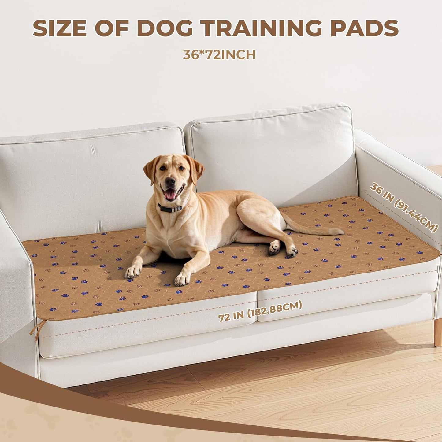 Fostanfly Washable Pee Pads for Dogs, 2 Pack Large 36"x41" Ultra-Absorbent and Leak-Proof Non-Slip Reusable Potty Training Pads for Dogs, Cats, Puppy, Potty Training of Add 8 Lanyards