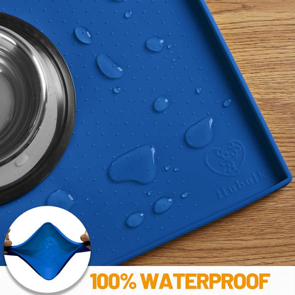 Hubulk Dog Feeding Mat,100% Waterproof Food Grade Silicone Pet Food and Water Bowl Placemat,Dishwasher, High Raised Edge to Prevent Spills,Nonslip Tray to Stop Messes on Floor (19"x12"x0.5", Grey)