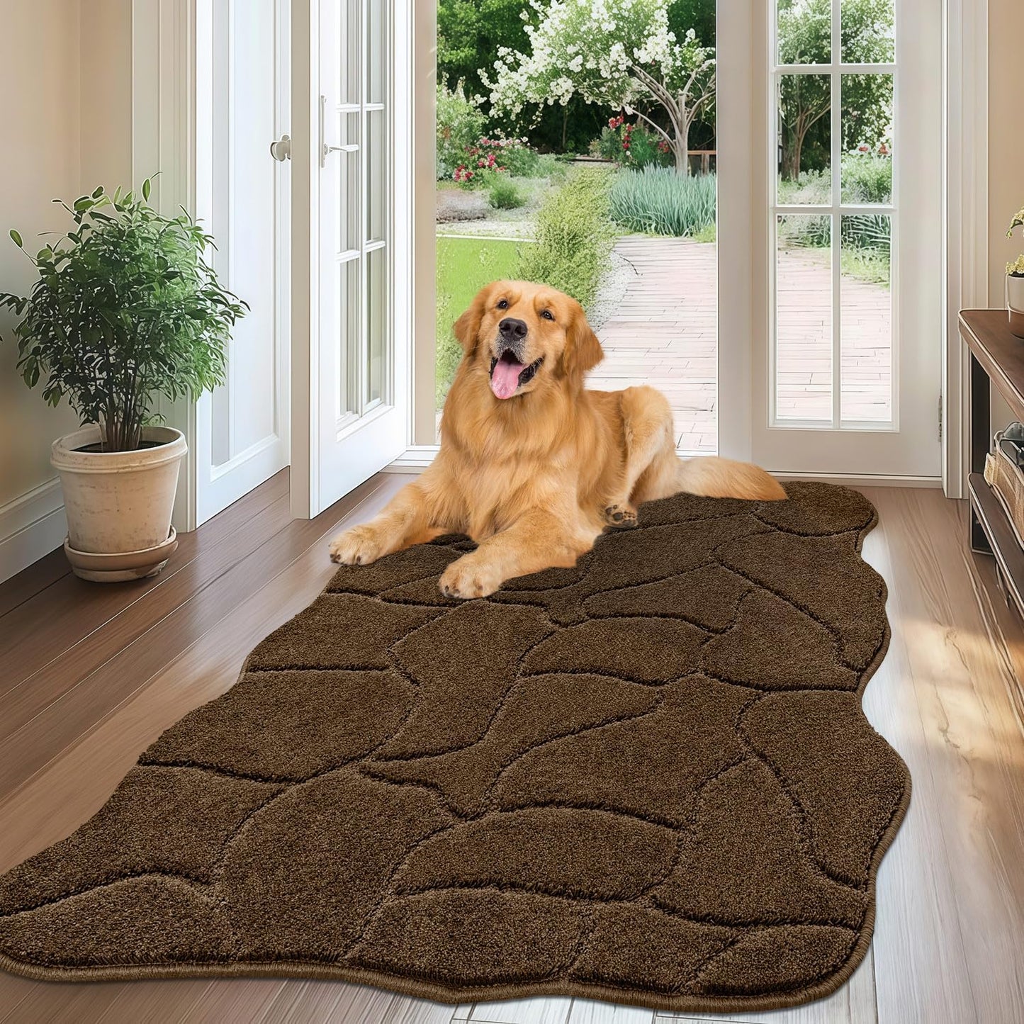BSICPRO Large Dog Door Mat for Mud Paws, 22x47 Absorbent Dirt Trapper Long Door Mat, Non-Slip Washable Mud Mat for Dogs, Microfiber Soft Pet Rug Mat for Entryway, Dog Paws, Patio (Gray)