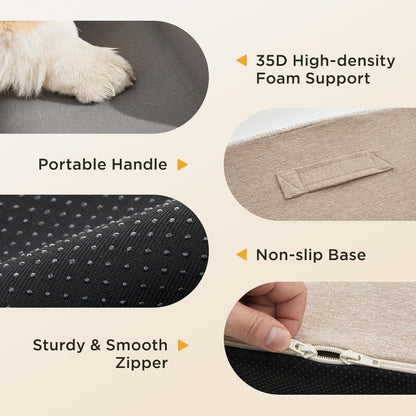 Joydeco Dog Stairs for Bed 17.1" H, 3-Step Pet Steps for Small Dogs and Cats, Dog Steps for High Bed, Non-Slip Balanced Ramp Indoor Pet Stairs, Beige