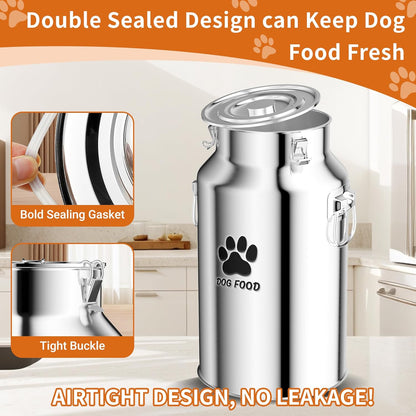 Metal Dog Food Storage Container, 30Lbs Dog Food Storage Tank, Multifunctional Storage Bin with Sealed Lid and Spoon, Pet Food Storage Container for Dogs and Cats, Keeping Fresh and Easy to Clean